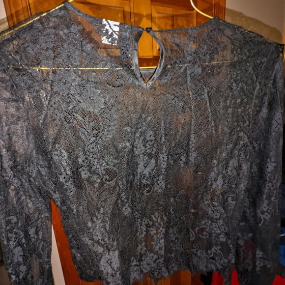 Black Lace H&M Divided See Through Top Size 0 - Picture 2 of 4